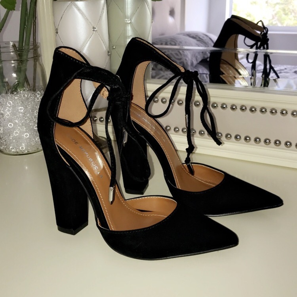 New Shoe Republic LA black suede heels